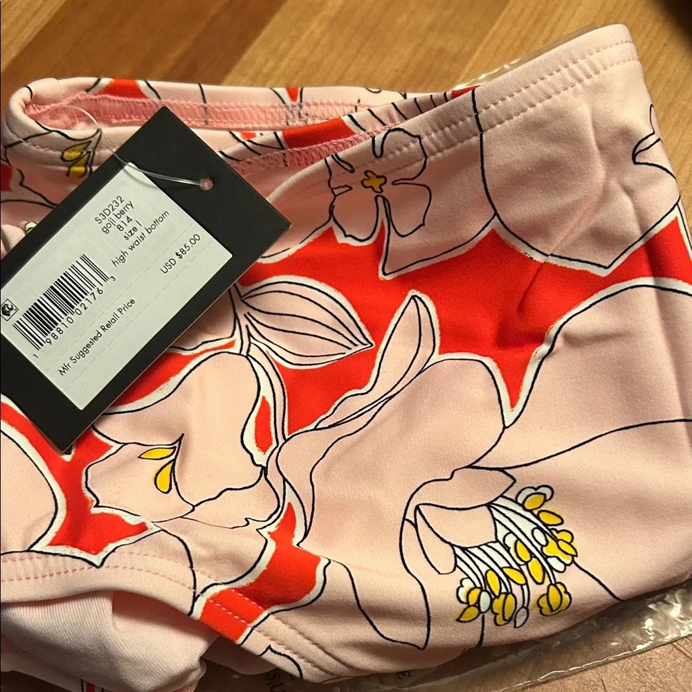 Kate Spade high waisted Pink and Orange Floral Bikini Bottom - Picture 4 of 7